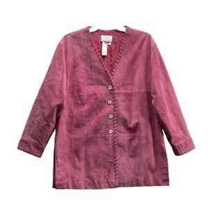 Apart‎ Suede Leather Jacket Women's Medium Pink Western 70s Academia Office Boho